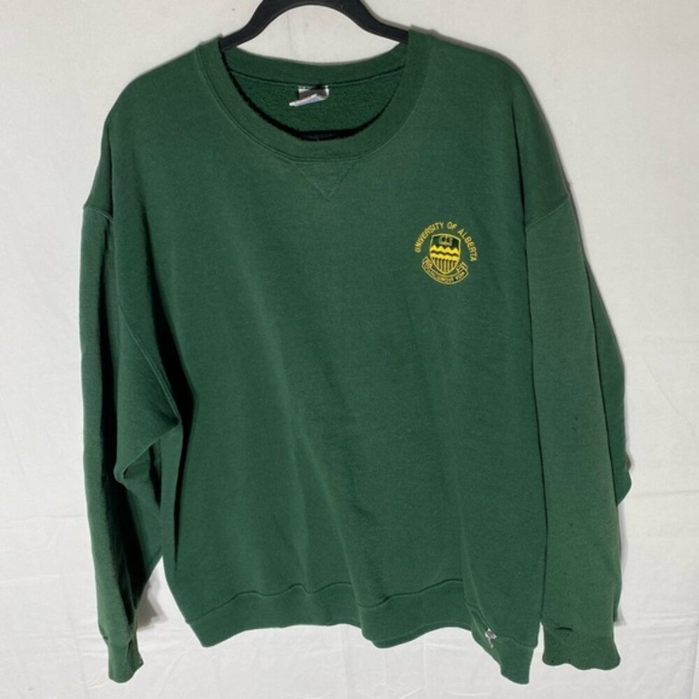 Vintage Russell Athletic Green University Of Alberta Crew Neck Sweatshirt XL